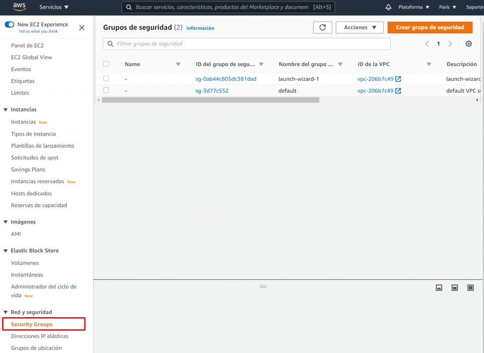 03 Configurar el grupo de seguridad