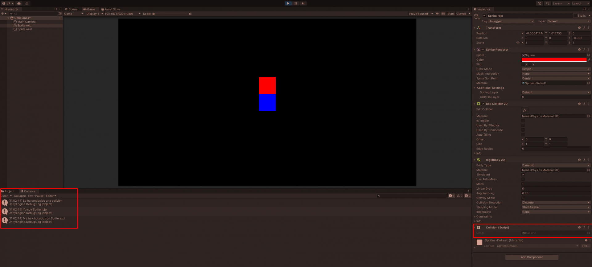 07 Unity 2D - Script de Colision