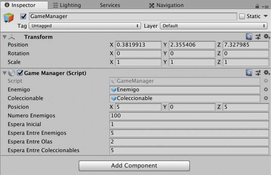 Ejercicio 6. GameManager