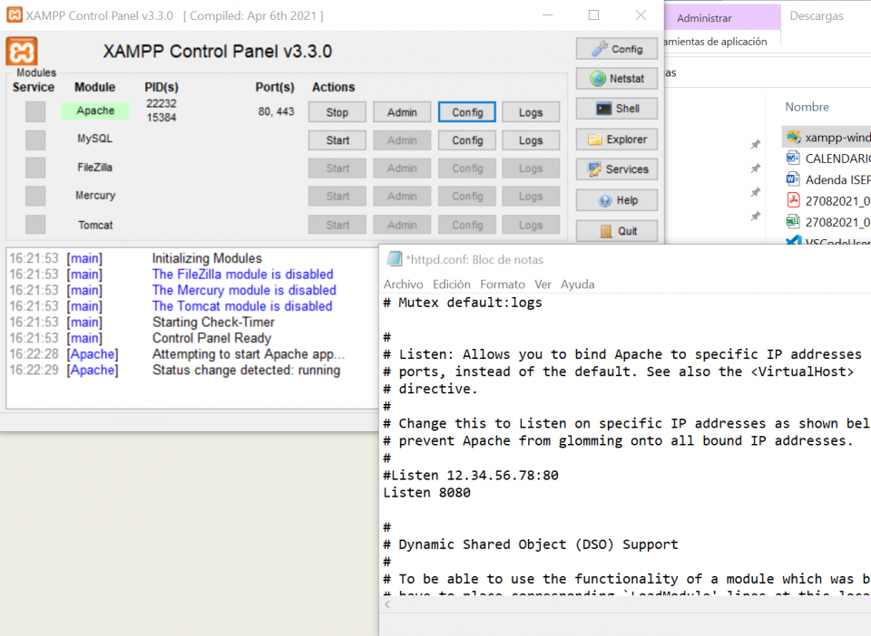 Modificación httpd.conf
