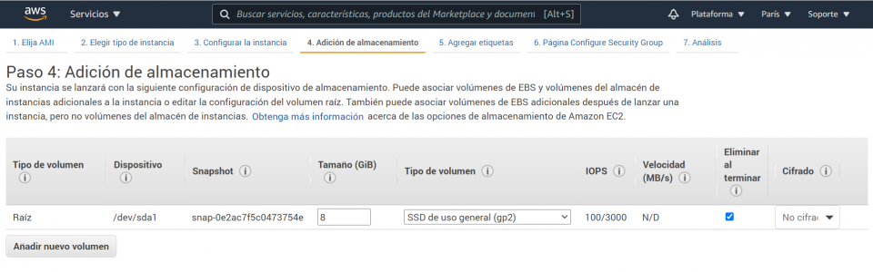 Paso 4 Adición de almacenamiento