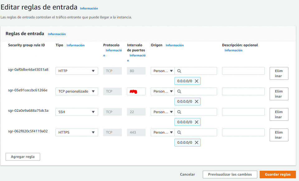 Reglas de entrada